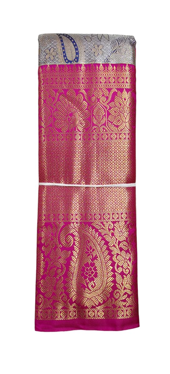 VFCollections Women's Kanchipuram Silk Pure Pattu Sarees With Blouse (VFC585-6), Blue