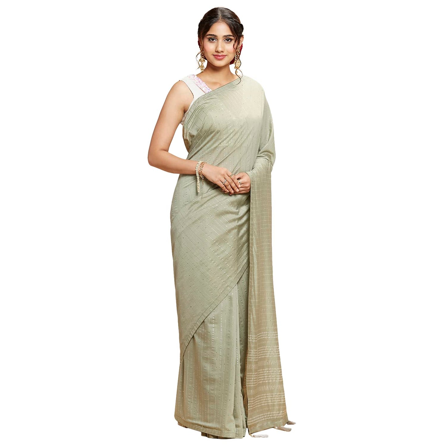 Navyasa Grey Liva Lite Pastel Embroidered Saree