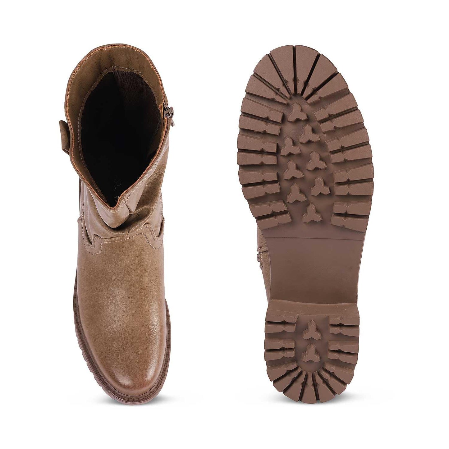 tresmode SAINTMOR Women's Boots Shoes Footwear Khaki, 3 UK / 36 EU - Long Boots Girls Casual Soft Comfortable Durable Fancy Pull On