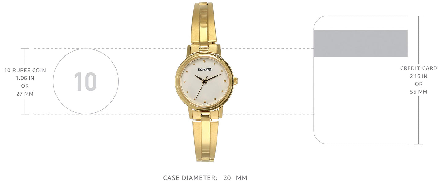 Sonata Quartz Analog White Dial Stainless Steel Strap Watch for Women-NS8096YM04