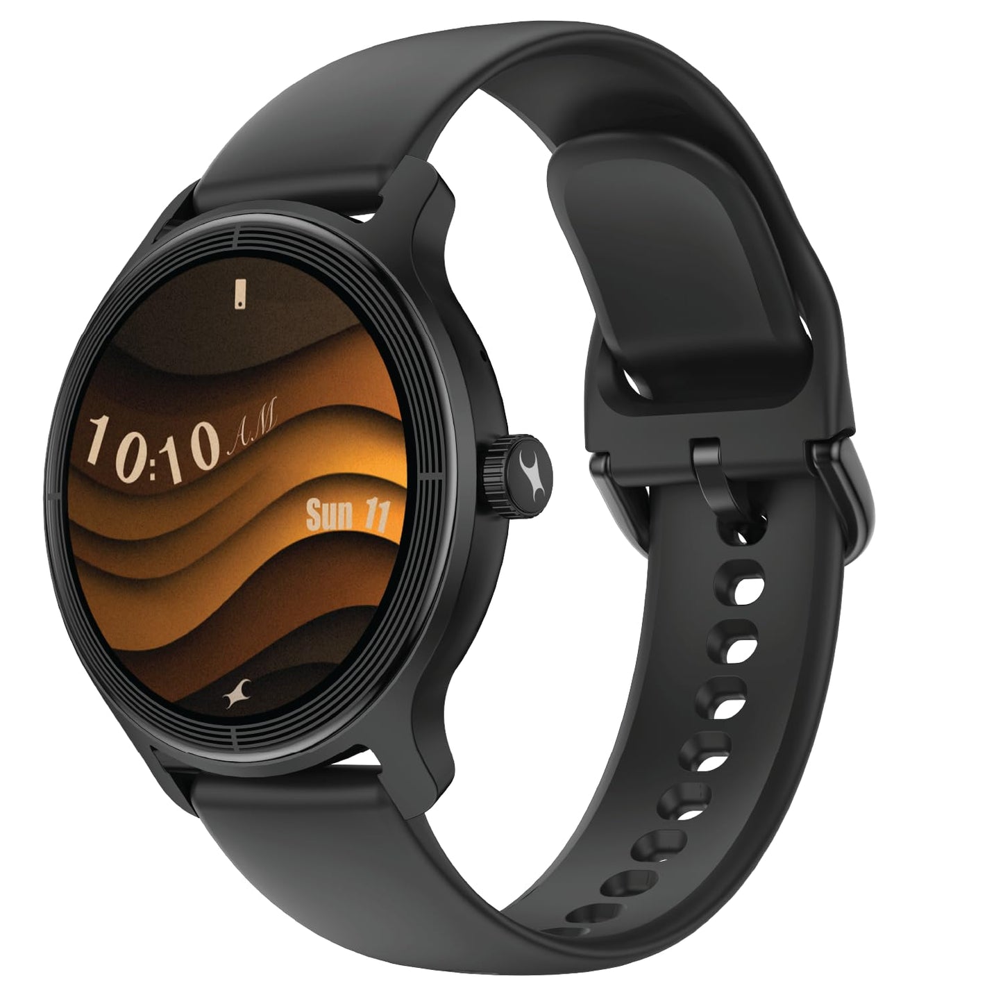 Fastrack Sleek 1.32" AMOLED 42mm Round Display Smart Watch with Silicone Strap, QR Hub, BT Calling, SPO2, Hotkey, Functional Crown, IP68 Water Resistant Upto, 5 Days Battery Life - Onyx Black