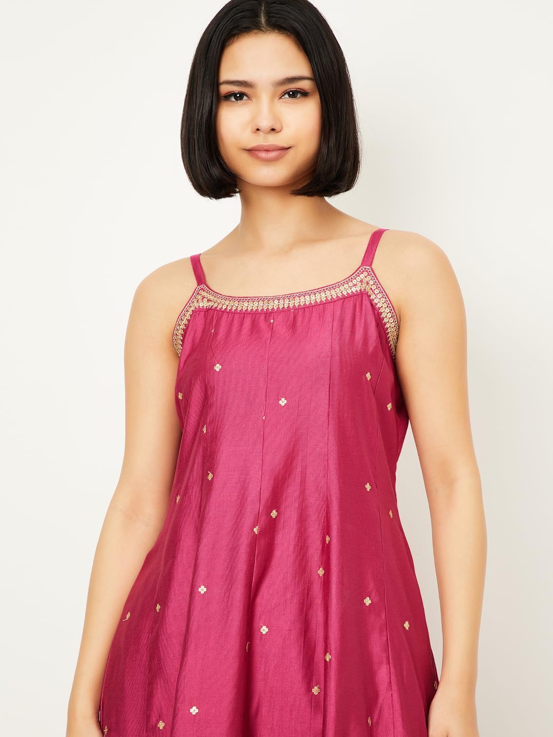 Max Women's Polyester Blend Kurta Set (COPJ52003B_Pink