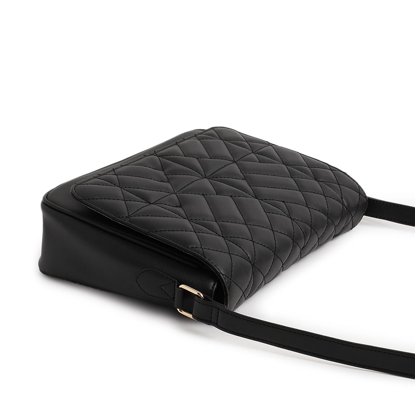 Fastrack Quilted College Messenger Bag For Girls | Made Up Of Premium Faux Leather,black