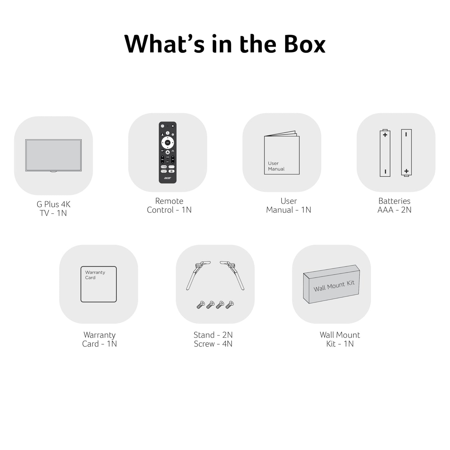 Acer 109 cm (43 inches) G Plus Series 4K Ultra HD LED Smart Google TV AR43UDGGR2851AD