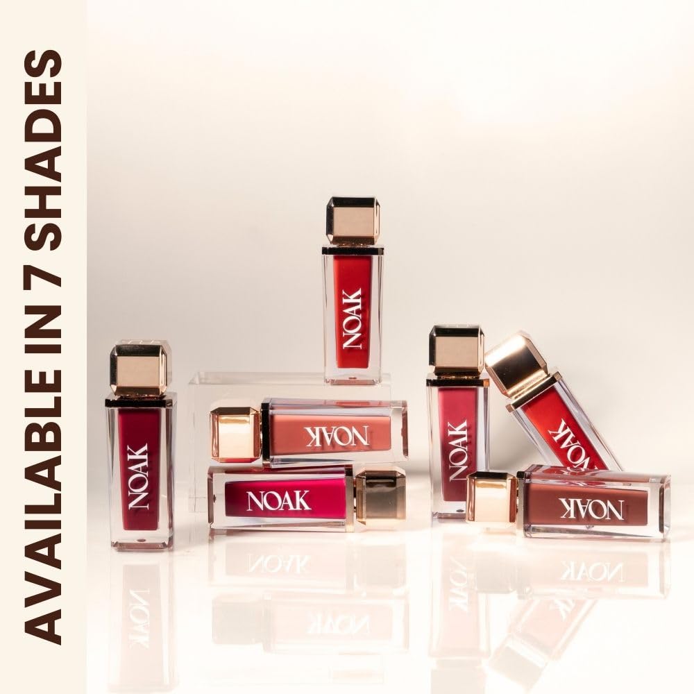 Noak Velvet Matte Liquid Lipstick for Women | Waterproof, Smudge-Proof & Transfer-Proof | Long-Lasting up to 8Hrs | Bold & Highly Pigmented | Cruelty-Free | 5ml (Dusky Petal)