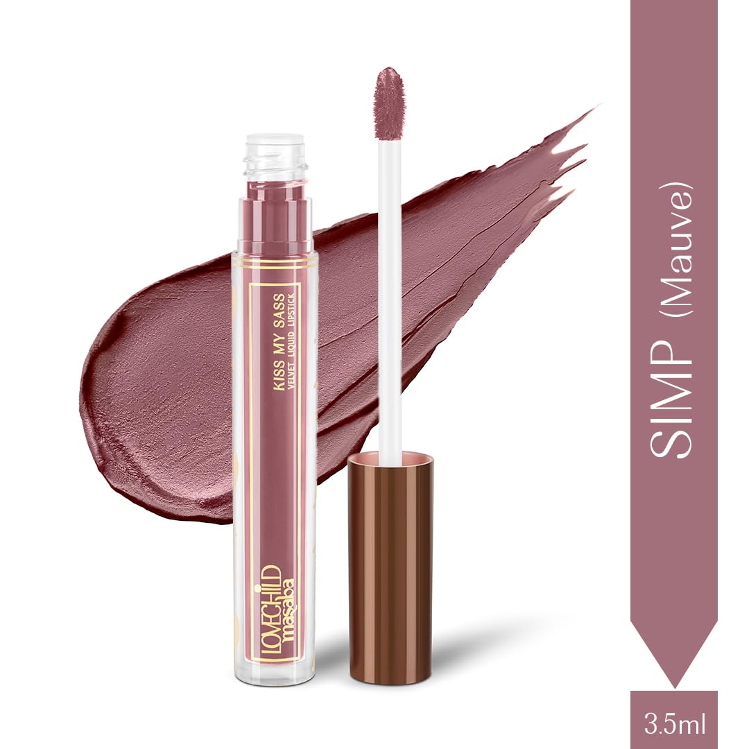 LoveChild Masaba Kiss My Sass Velvet Matte Lipstick (Mauve), Intense Color, Transfer-Proof, Hydrating with Hyaluronic Acid, Long-Lasting & Lightweight, Smooth Glide Formula, SIMP 3.5ml