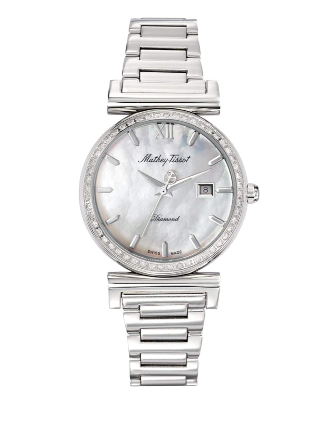 Mathey-Tissot Stainless Steel Analog Mother Of Pearl Dial Women Watch-D410Sai, Silver Band