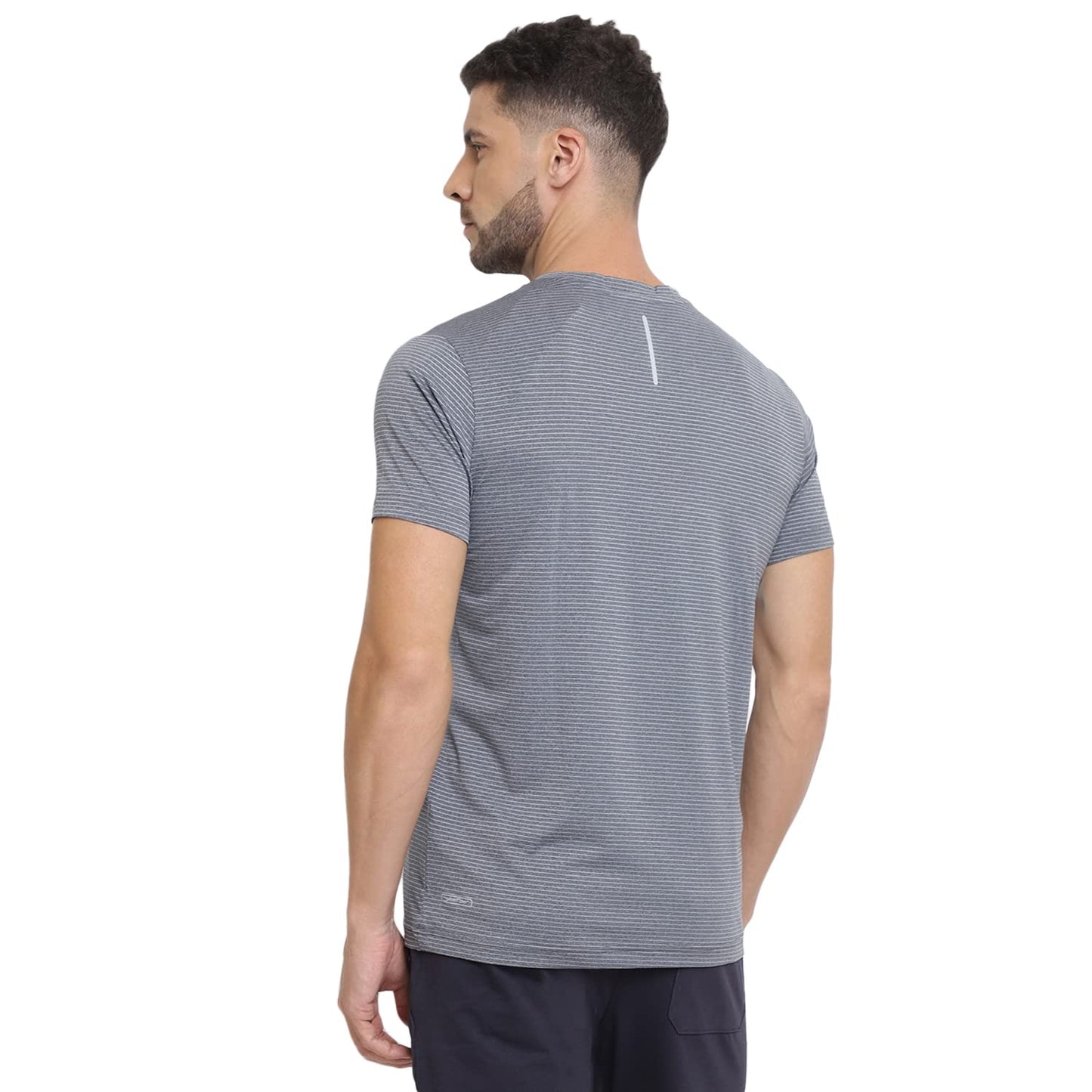 Van Heusen Performance Men T-Shirt - Polyester Spandex - Swift Dry, Crew Neck, Mesh Ventilation_61006_Grey Heather_L