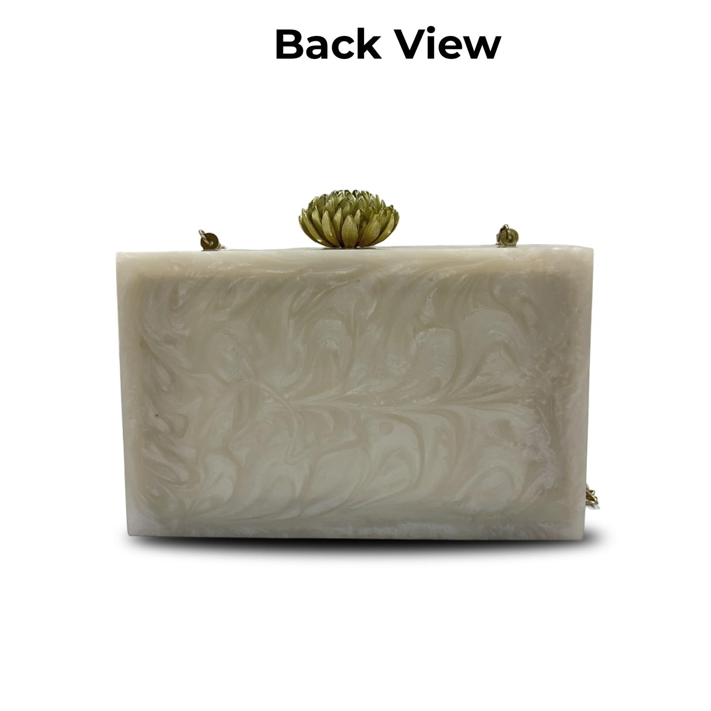 Maresse Women's Bridal Designer Purse – White Marble Resin Clutch with Embellished Stones, Elegant Sling Bag for Weddings, Stylish Evening Handbag, Luxury Party Accessory for Women (Monolith)