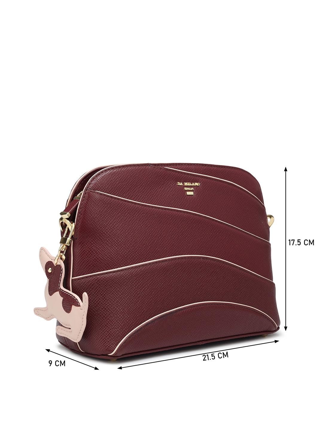 Da Milano Genuine Leather Red Sling Bag (01132) (Small)