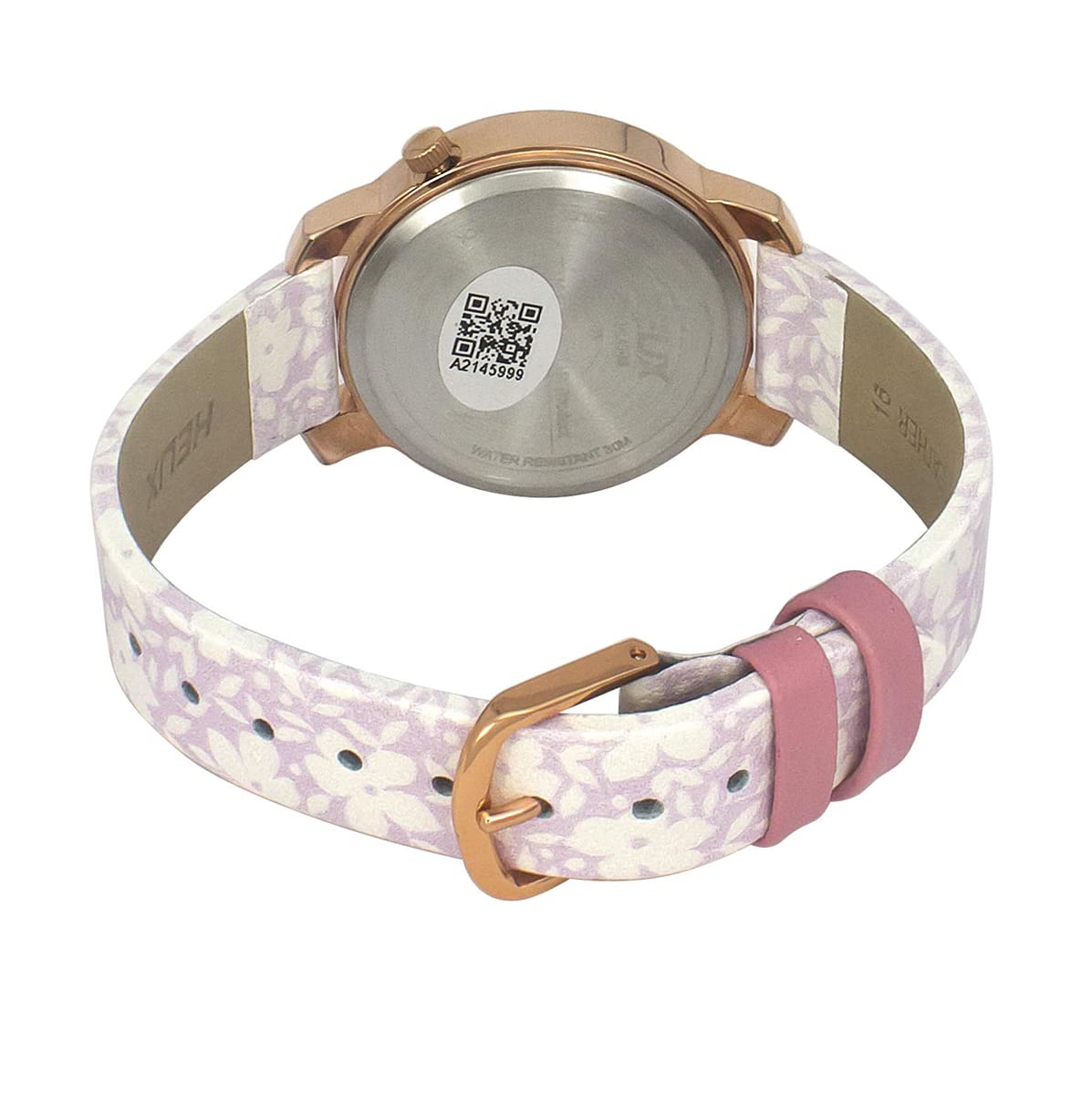 Helix by Timex Analog Watch for Women with Silver Round Dial & Printed Leather Strap Band Water Resistant Women's Wrist Watches - TW032HL40
