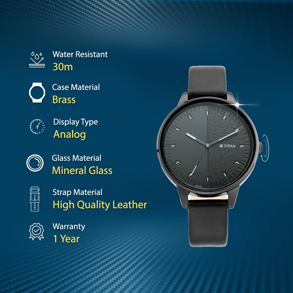 Titan Women's Precision Simplicity Analog Watch: Black Gradient Dial with Leather Strap-NS2648NL01/NT2648NL01