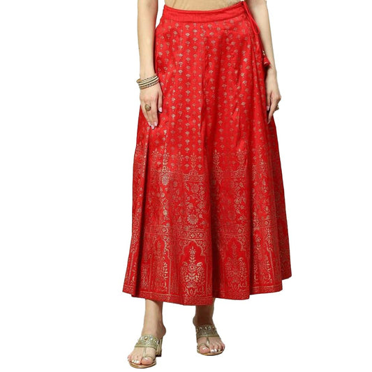 BIBA Women Printed Flared Mix and Match(SKIRTS/T18787_RED_M)