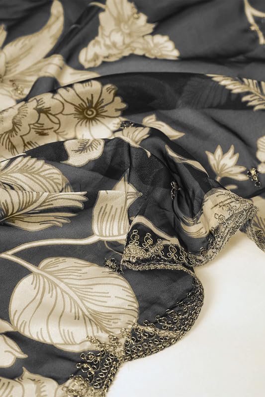 Soch Womens Black Rayon Embroidered Suit Set With Sequins