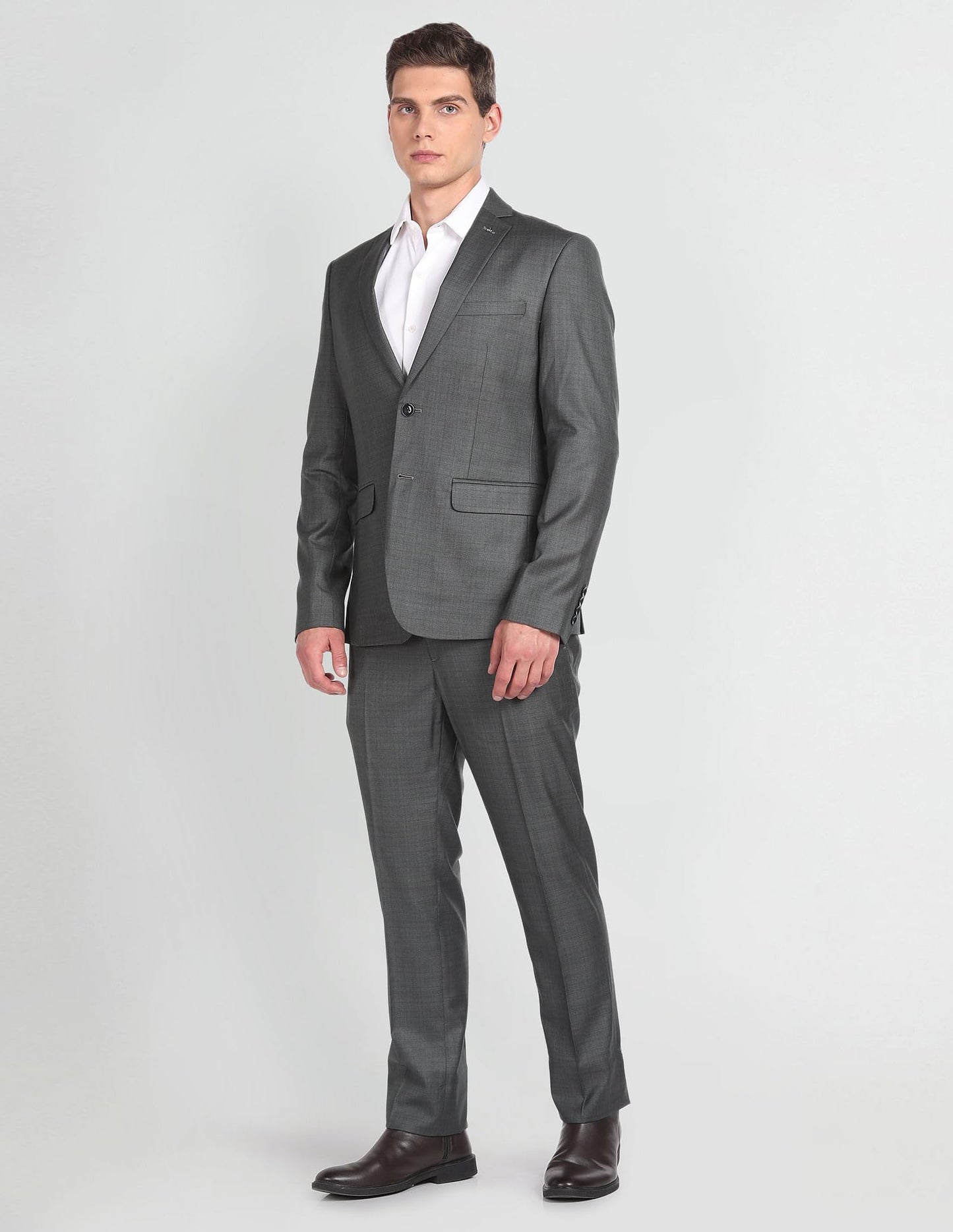 Arrow Men's Cotton Single Breasted Business Suit Pants Set (ARAGSU5592_Green