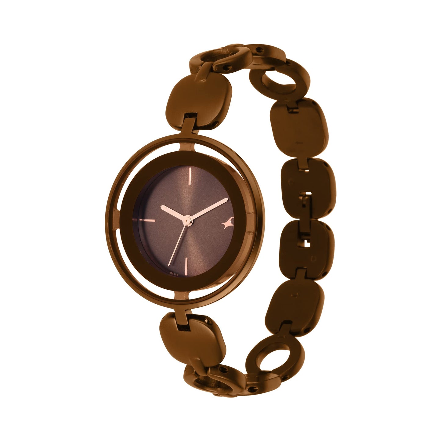 Fastrack Glitch Quartz Analog Brown Dial Metal Strap Watch for Girls-NS6237QM01/NT6237QM01