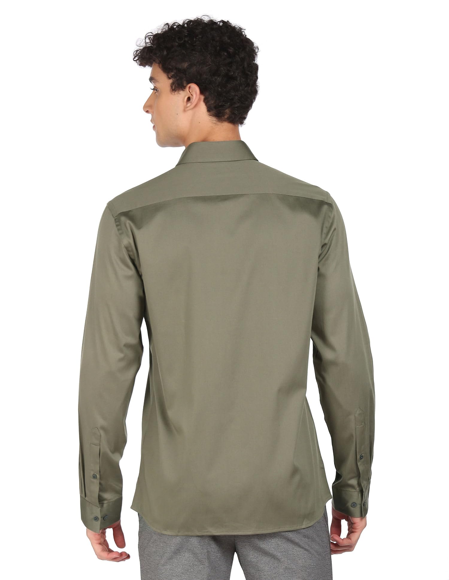 Arrow Men's Solid Regular Fit Shirt (Green) - SaumyasStore