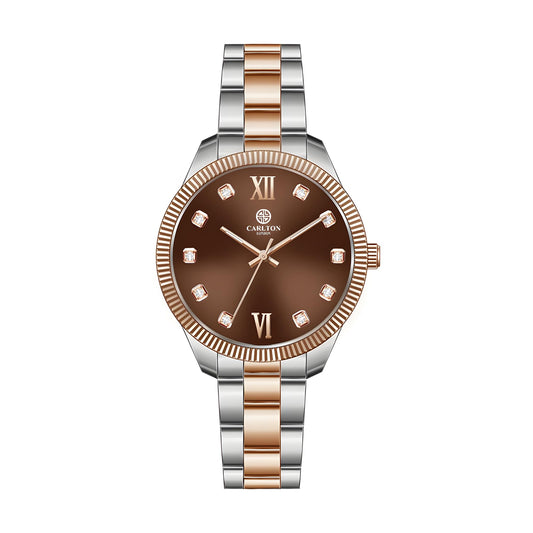 Carlton London Women Stainless Steel Analog Watch | Gold-Silver Waterproof Watches for Women Girls Ladies | Fashionable Trendy Quartz Movement Wrist Watch - CLBRTBRN