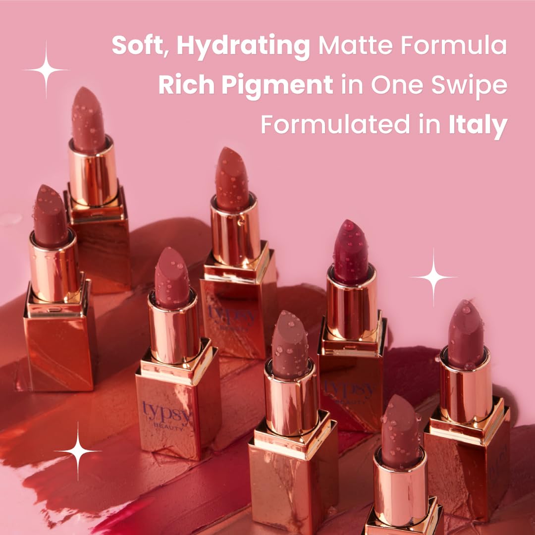 Typsy Beauty Mini Lipstick Set of 3 Luxurious Highly Pigmented Lightweight Travel Size Lippie Happy Hour | Vegan & Paraben-Free Formulated in Italy 1.5g