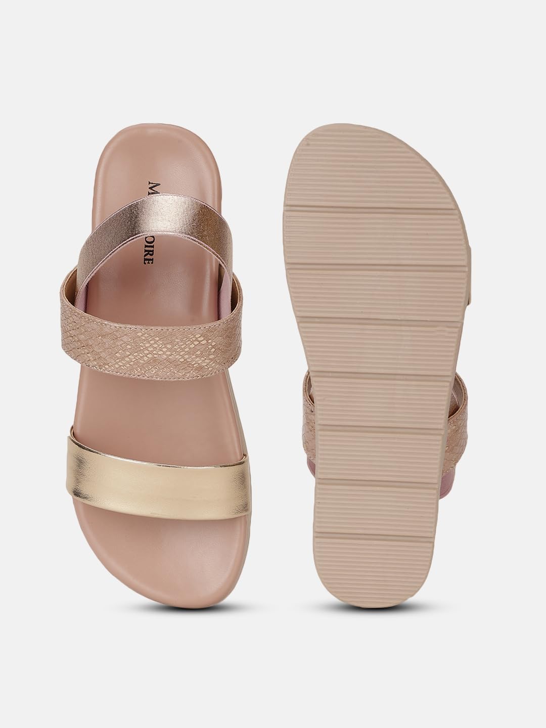 Marc Loire Women Platform Heel Fashion Sandal With Slingback Strap; Casual Footwear (Rose Gold, 5)