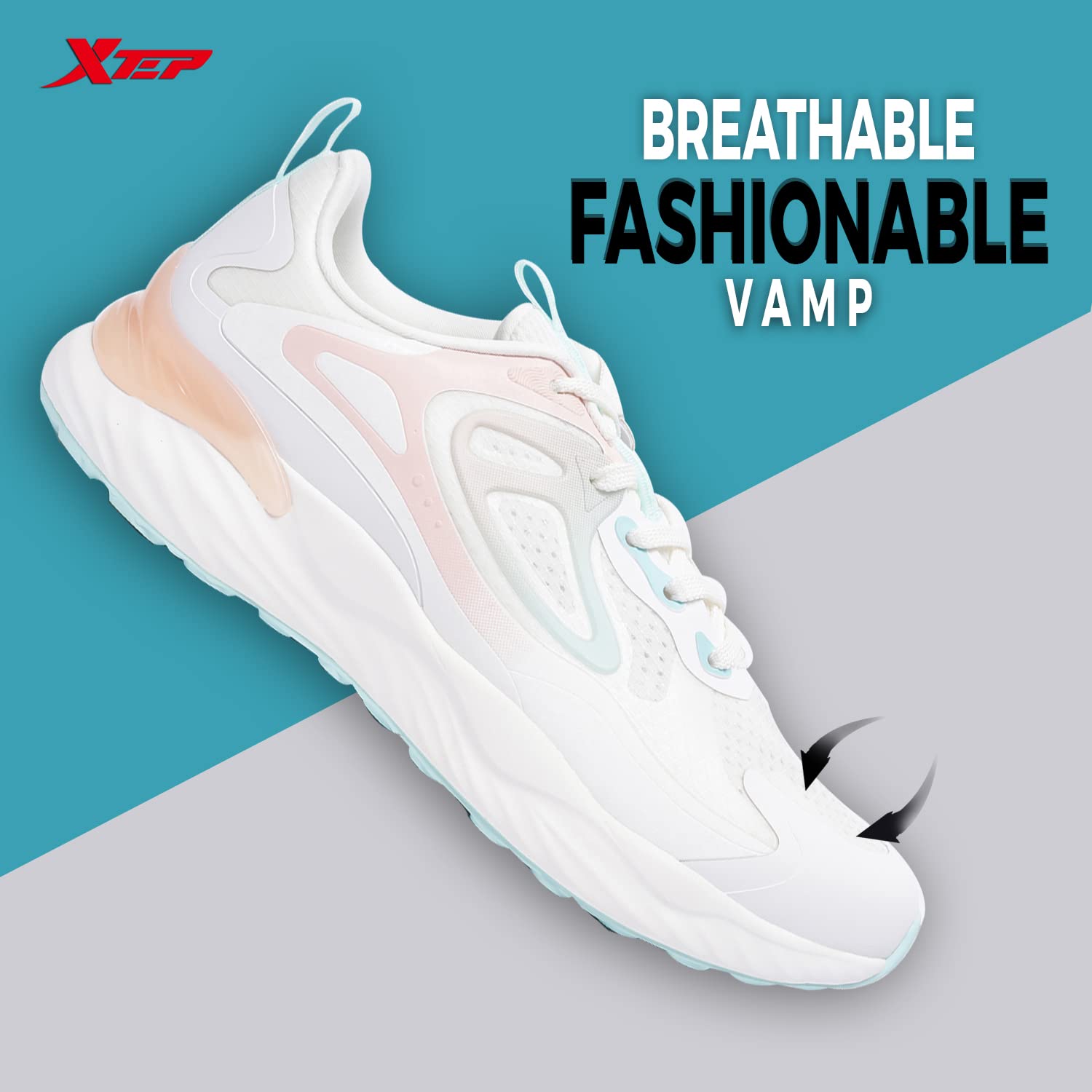 XTEP Women's White Green Bubble Foam Sports Running Shoes (3 UK) - SaumyasStore