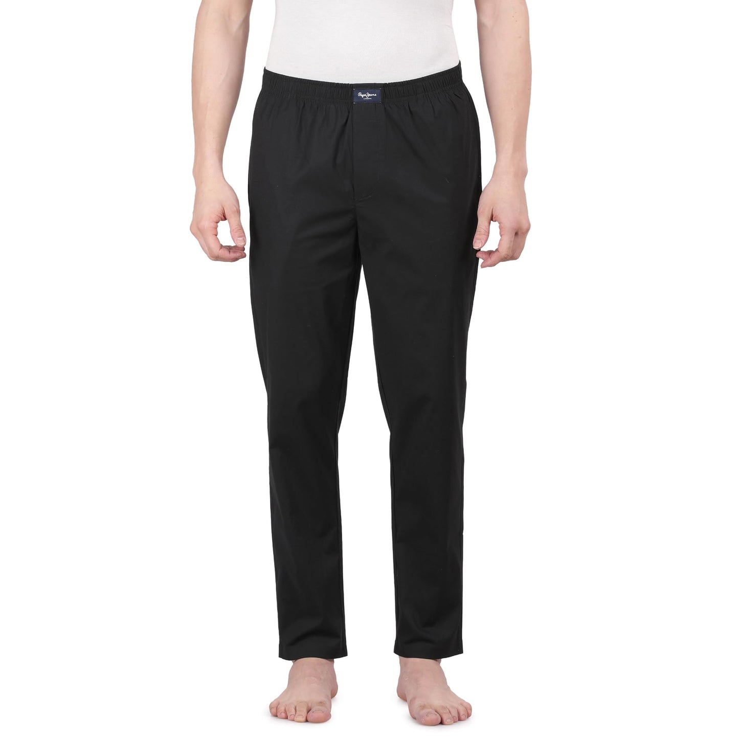 Pepe Jeans Men's Solid Woven Pyjama - BLACK - Small