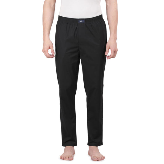 Pepe Jeans Men's Solid Woven Pyjama - BLACK - Small