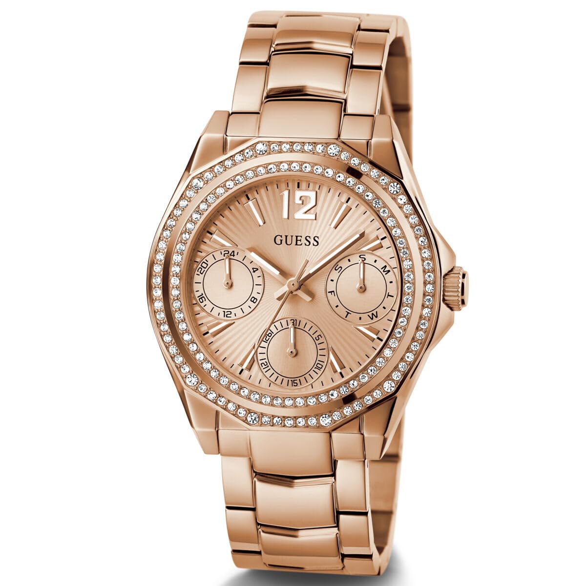 GUESS Womens Stainless Steel Analog Rose Gold Dial Watch-Gw0685L3, Band Color:Rose Gold