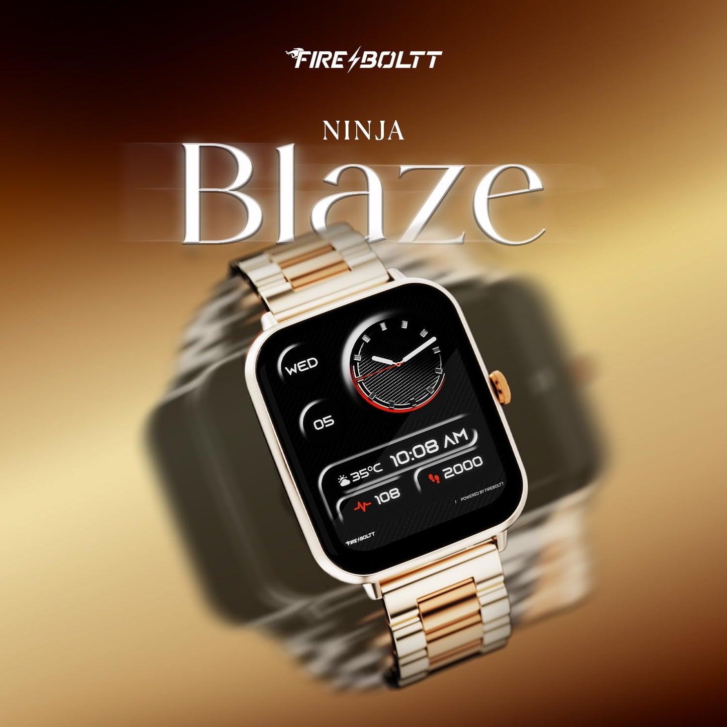Fire-Boltt Ninja Blaze Smart Watch, Stainless Steel Strap & Steel Body, 1.83” Display Bluetooth Calling Built-in Mic & Speaker, 120+ Sports Modes, Smartwatch for Man and Woman Rose Quartz