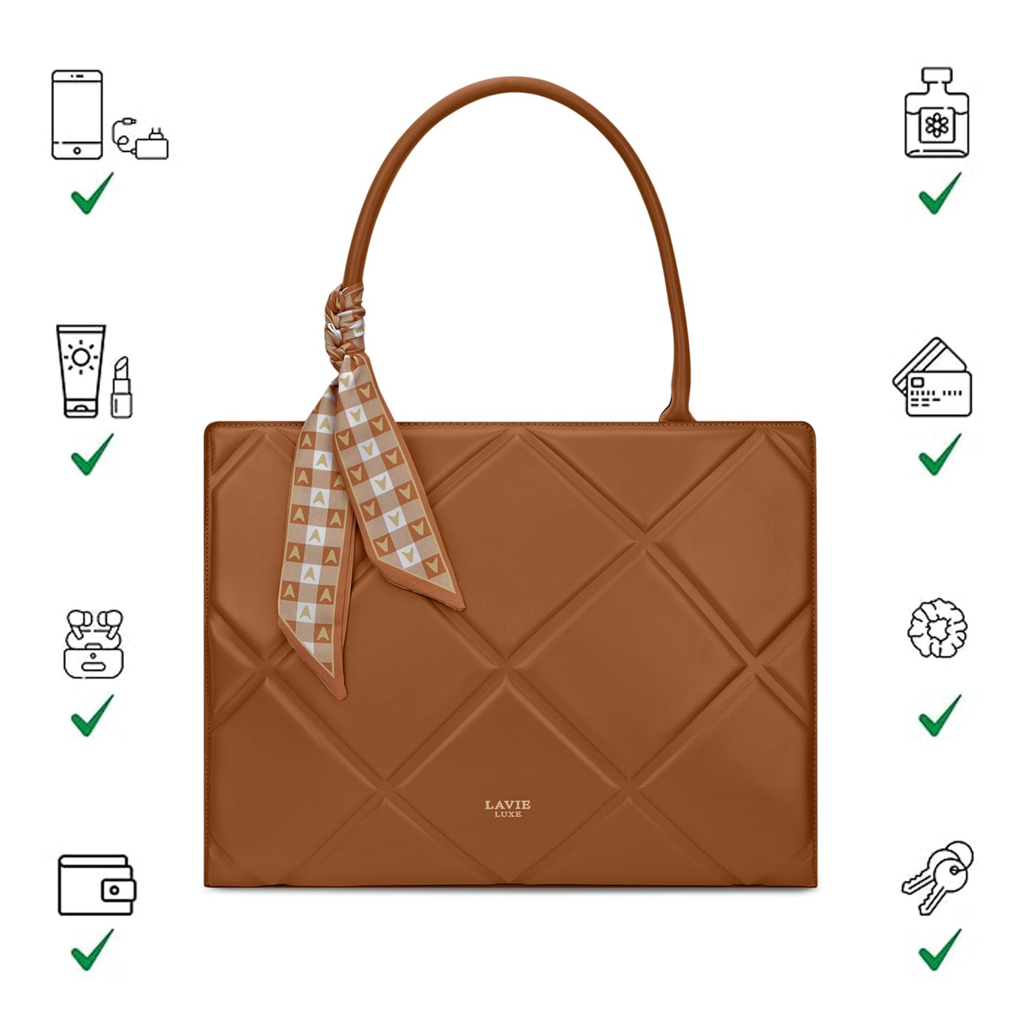 Lavie Luxe Women's Quare Extra Large Satchel Bag | Satchel Handbag for Work | Ladies Purse | Stylish Shoulder Bag | Gift for Women