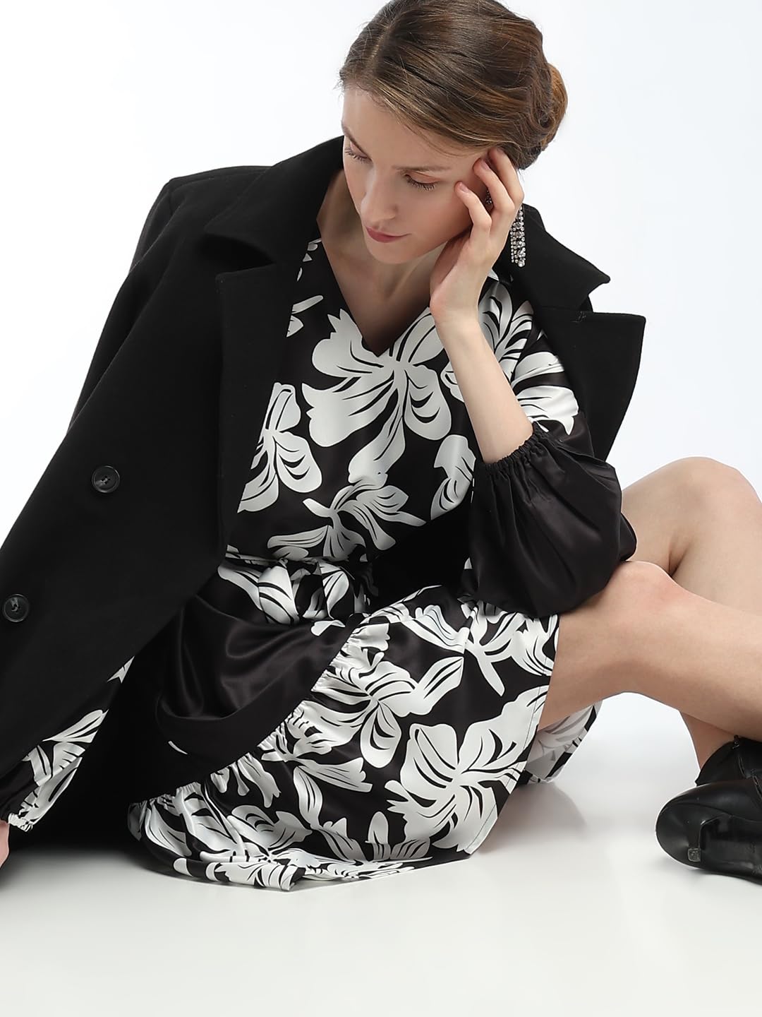 VERO MODA Women's Polyester A-Line Mini Dress (10317927- Black