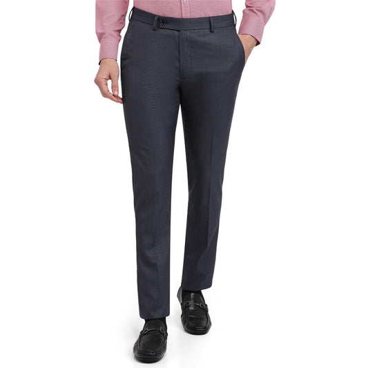 Park Avenue Men Slim Fit Solid Pattern Poly Viscose Blend Flat Front Formal Trouser Dark Blue