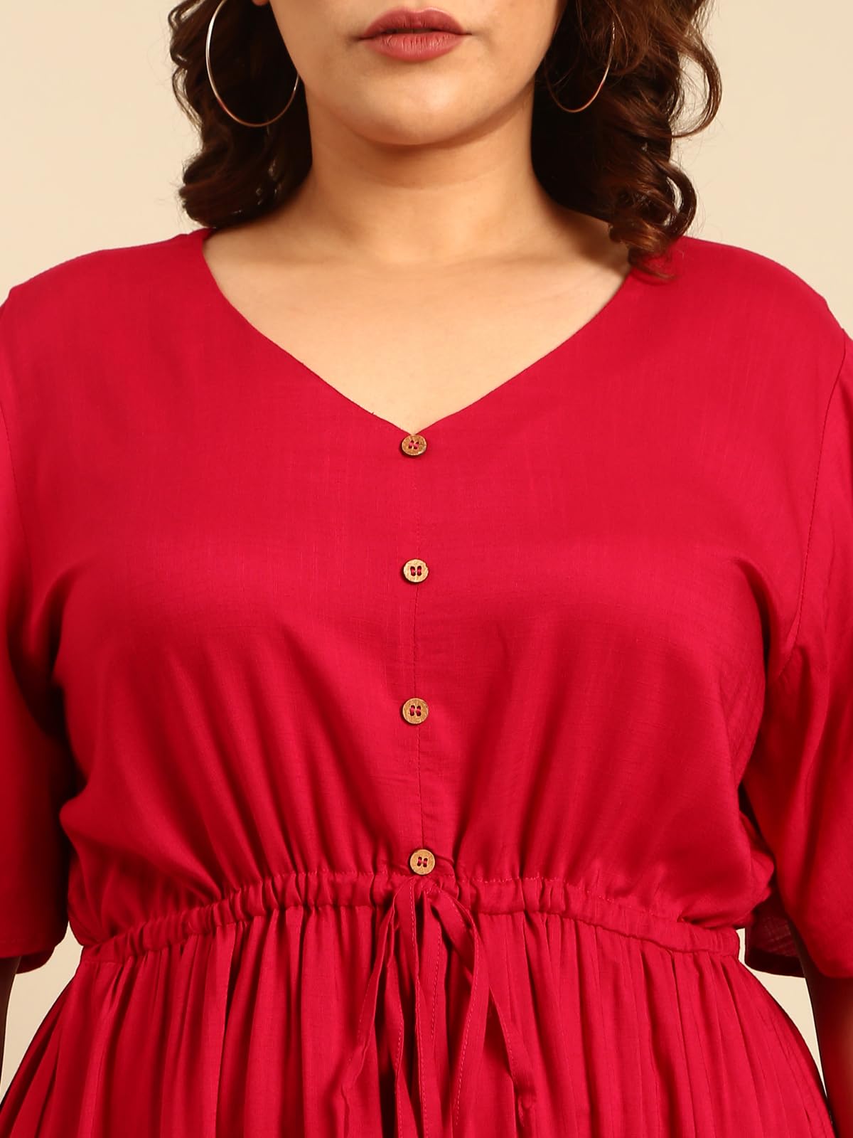 The Pink Moon Women's Maxi Plus Size Fit & Flare Solid Pink Dress - (DRS_Block_DPINK_Pink_6XL)