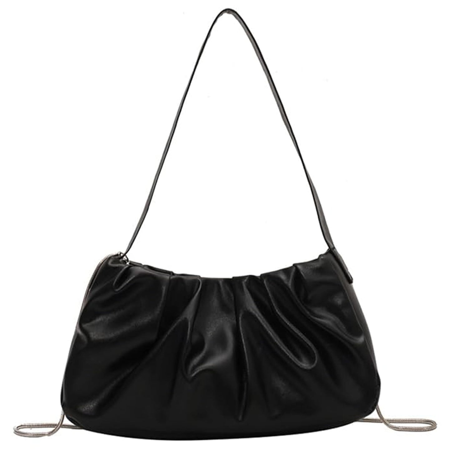 SIBY PU Leather Retro Sling Bag for Women | Small Crossbody Handbag with Chain Strap and Zipper Closure - Black