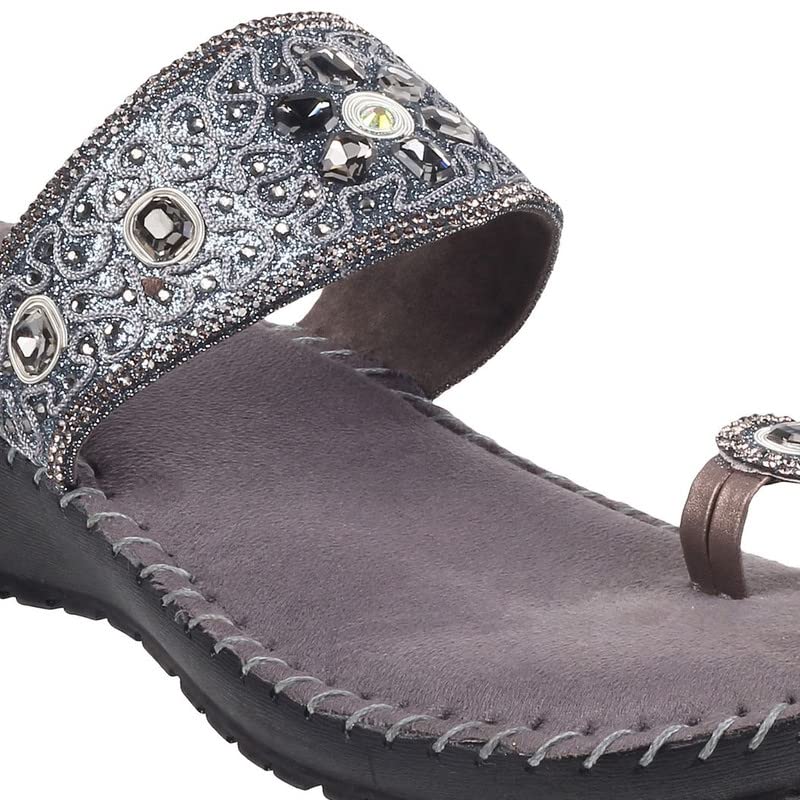 Metro Womens Synthetic Gun Metal Slip Ons - SaumyasStore