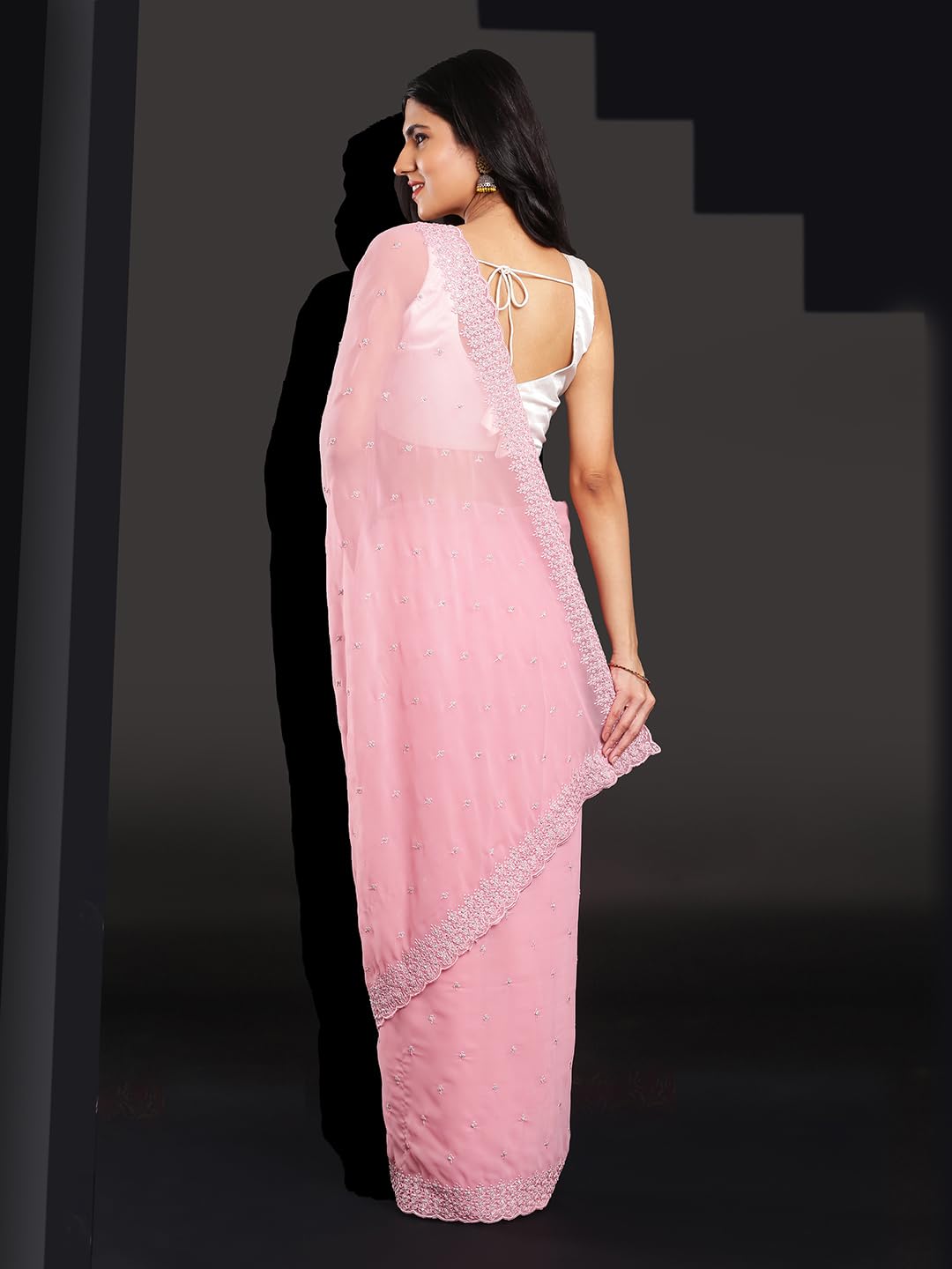 Kalyan Silks Pink Georgette Fancy Saree