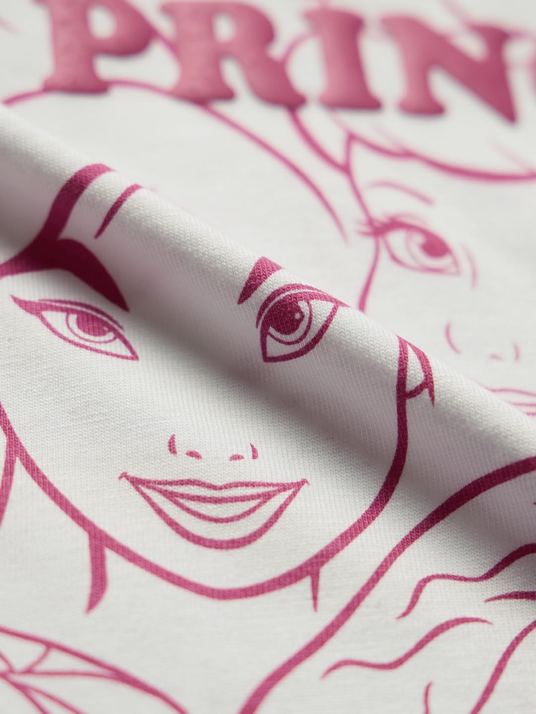 The Souled Store Official Disney: Puff Princess Girls Short Sleeve Round Neck Grey and Pink Graphic Printed Cotton Oversized T-Shirts