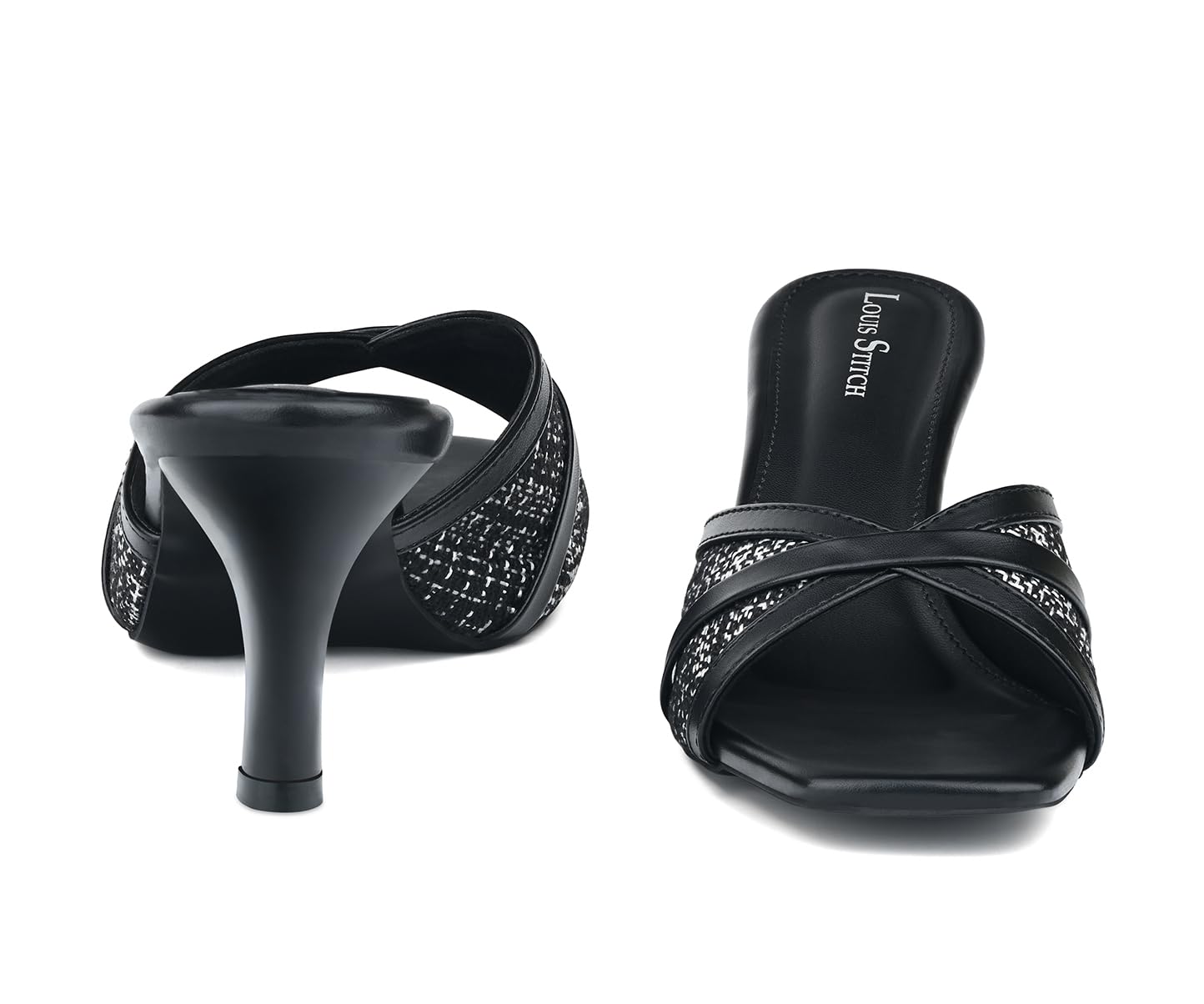 LOUIS STITCH Women’s Fashion Slip-On Pointed Heel Sandals | Open Toe Black Stiletto Heel Sandal for Ladies, Stylish and Comfortable Sandal | LSOF-LDPH-TSMUJB | UK-6