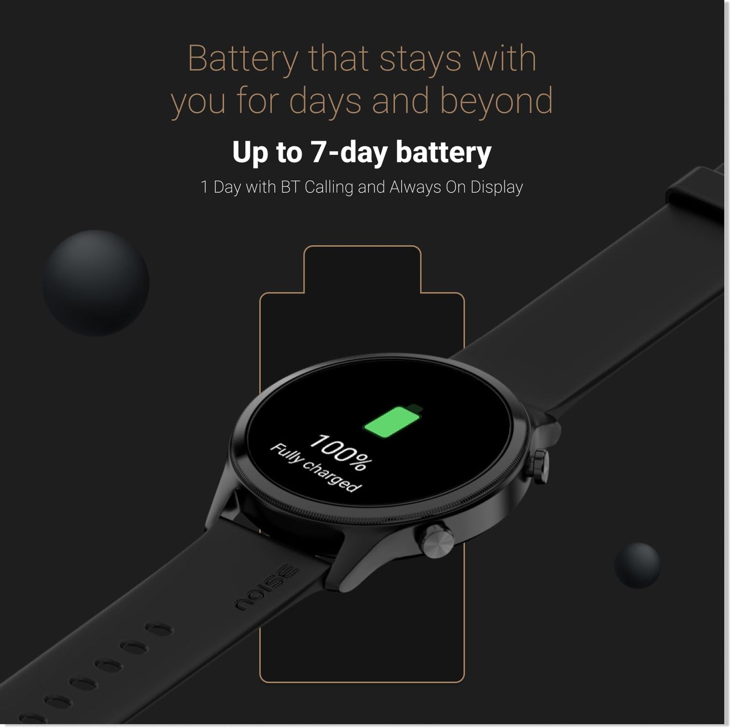 Noise Evolve 3 1.43" AMOLED Always on Display, BT Calling, Round Dial, Metallic Design Smart Watch for Man & Woman, Smart Gesture Control, 100 Sports Modes (Carbon Black)