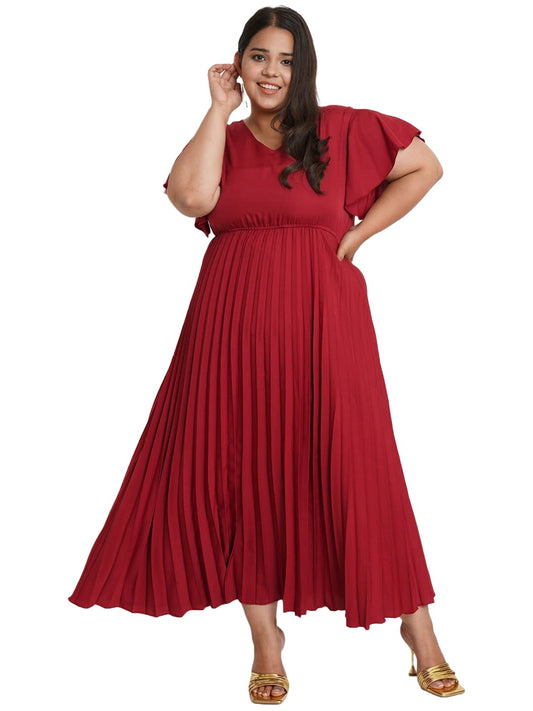 U&F Women Plus Size Maxi Party Dress Maroon