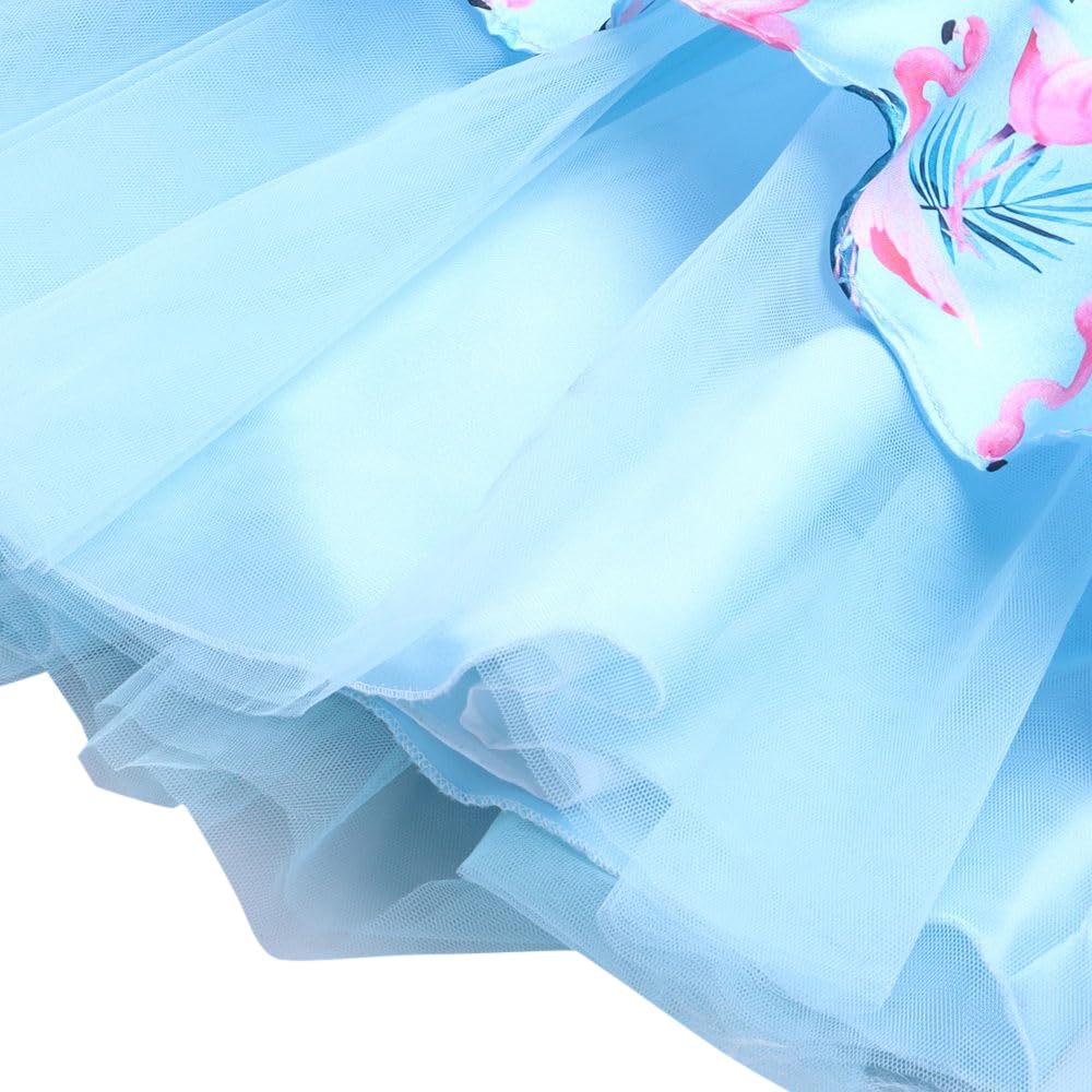 Hopscotch Girls Polyester Sleeveless Bird Print Fit And Flare Maxi Party Dress In Blue Color For Ages 3-4 Years (SRS-2302275)