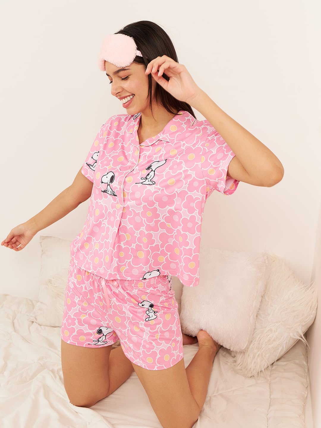 Sweet Dreams Women Snoopy Blooms Shorts Set