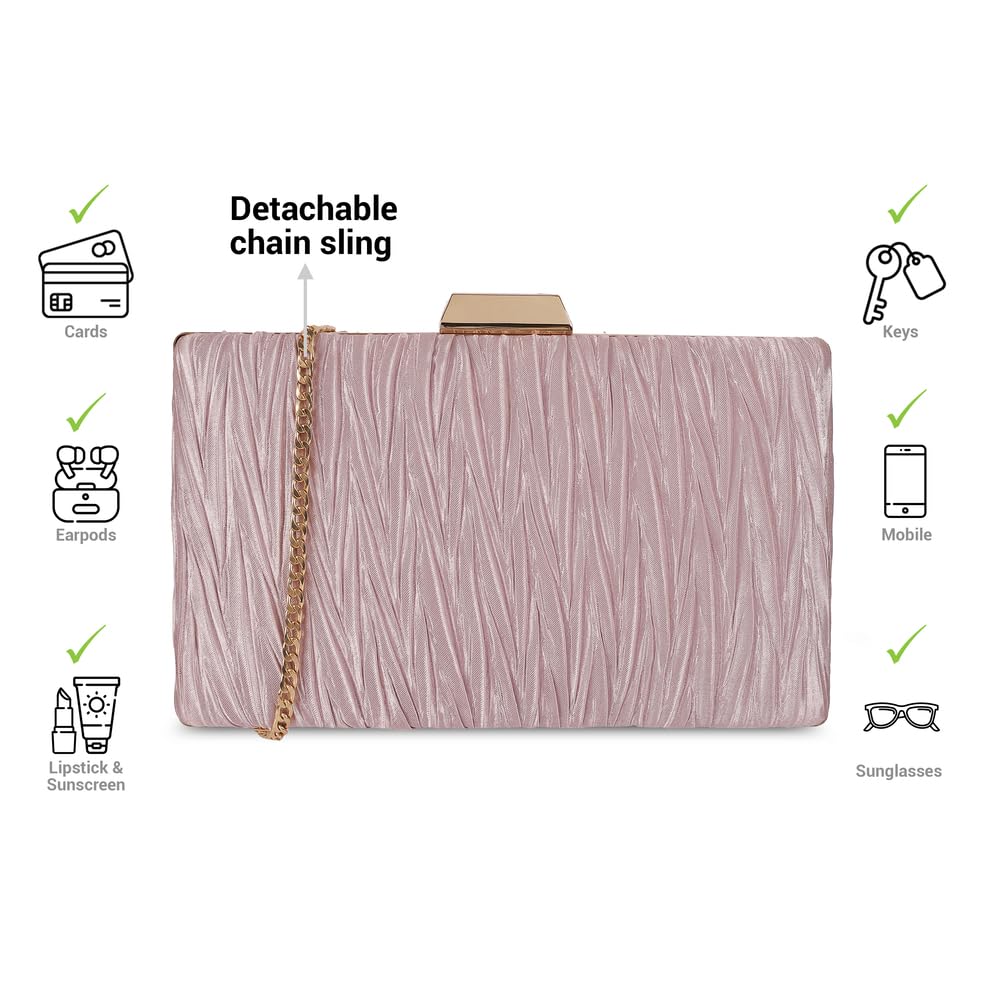 Mochi Women's Rose-Gold Fashionable Faux Leather Clutch (38-128)