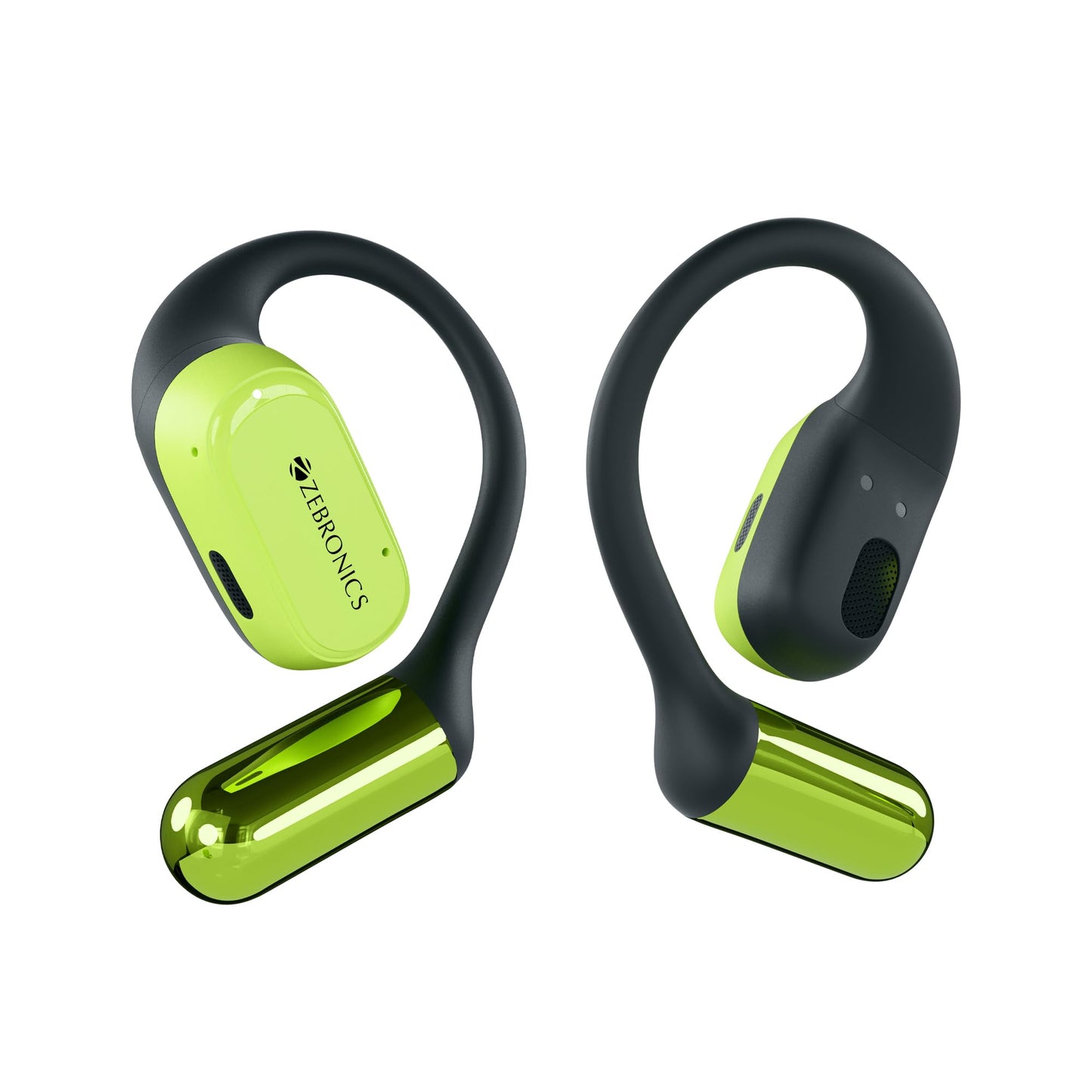 ZEBRONICS PODS O, Wireless Open-Ear Earbuds, OWS, 40 Hrs Backup, Neodymium Drivers, Ultra Comfort Fit, Quad MIC ENC, Rapid Charging, Bluetooth, Dual Pairing, Flash Connect, Low Latency Gaming (Green)
