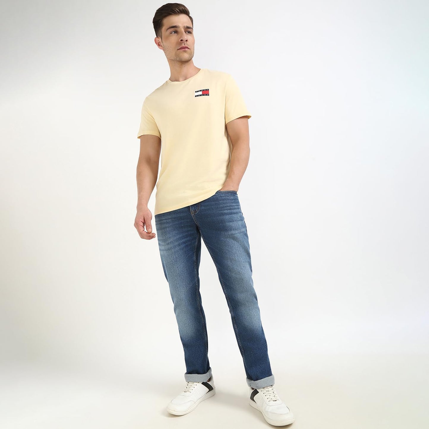 Tommy Hilfiger Logo Slim-Fit Cotton T-Shirt Yellow