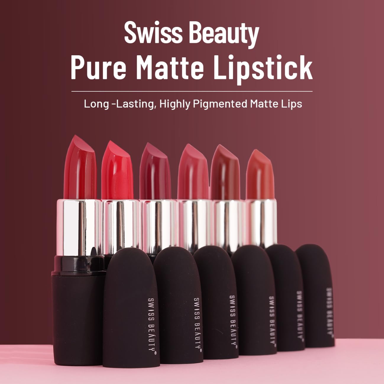 Swiss Beauty Pure Matte Creamy Lipstick | Non-drying, Highly pigmented Lipstick | Shade- Bare, 3.8gm|