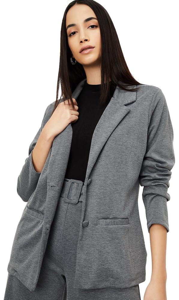 Max Women's Classic Blazer (EM03_Grey Melange_M