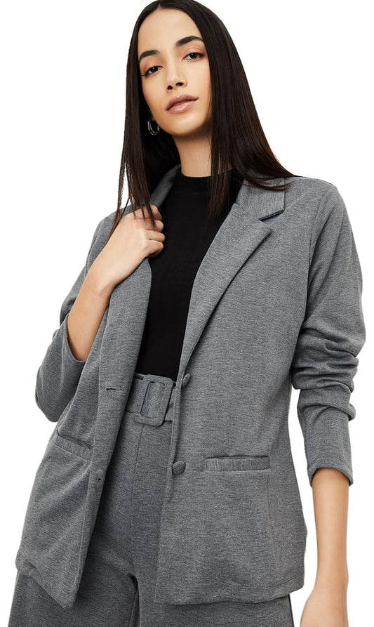 Max Women's Classic Blazer (EM03_Grey Melange_M