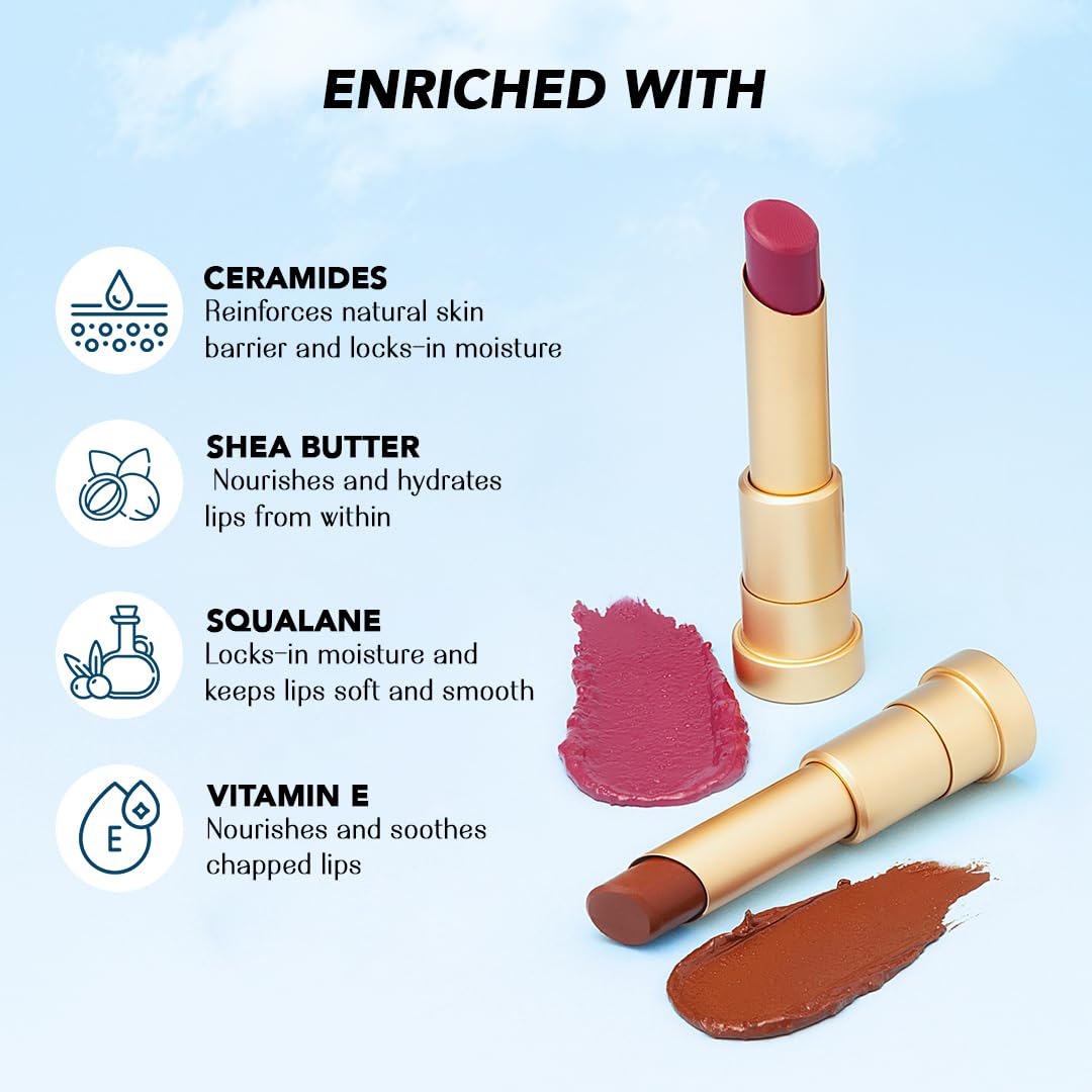 LoveChild Masaba Lush Creme Lipstick (Caramel Brown), Moisturizing Satin Finish with Ceramides & Shea Butter, Lightweight, Long-Lasting & Ultra-Smooth, For All Indian Skin Tones, Raincheck 3.5g