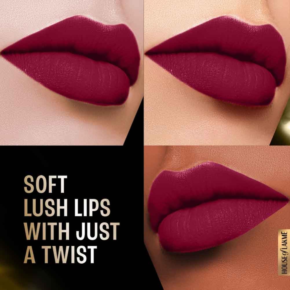 Lakme Forever Matte Lipstick, Waterproof, Non Drying, Creamy Matte Bullet Lipstick Made With French Rose Oil Extracts, Red Crimson, 4.5g